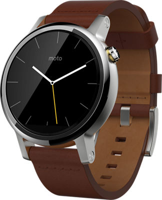 Moto 360 2nd Gen for Men 42mm - Silver with Cognac Leather