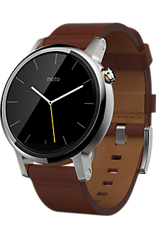 Moto 360 2nd Gen for Men 42mm - Silver with Cognac Leather