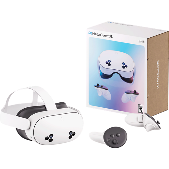 Meta Quest 3S Headset with box in the background