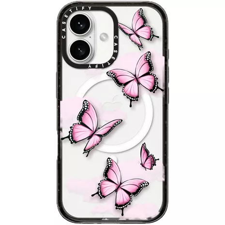 CASETiFY Funda Impact con MagSafe para el iPhone 16 - Pink Butterfly