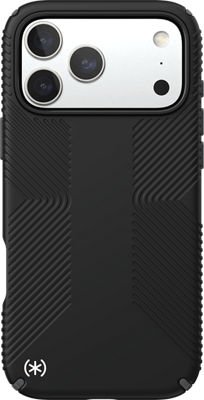 Speck Presidio2 Grip Custodia Per Cellulare - Protezione Cadute 4 Metri, Antiscivolo E Antibatterica - Nero/Nero/Bianco