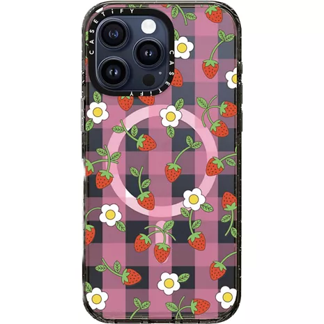 CASETiFY Funda Impact con MagSafe para el iPhone 15 Pro Max - Strawberry Plaid