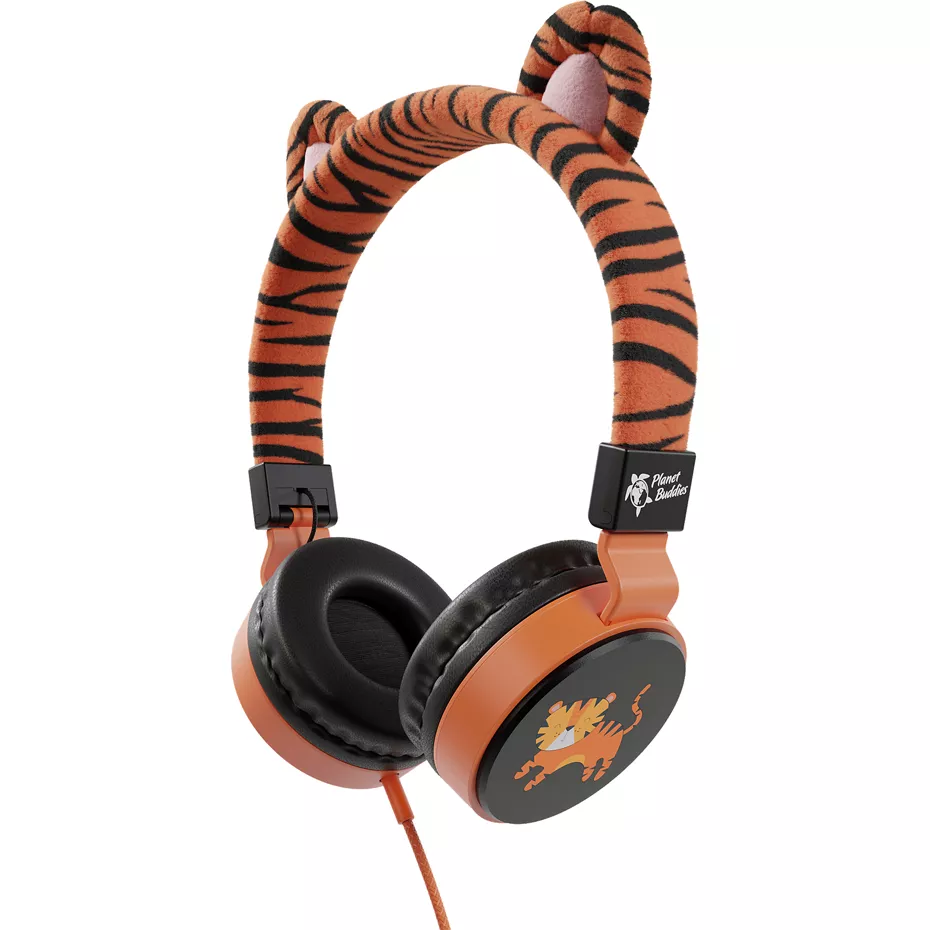Planet Buddies Charlie the Tiger Furry Wired Headphones - Orange Verizon
