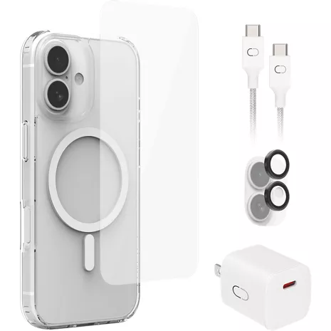 CRAFTED 5-in-1 Bundle Slim Clear Case with MagSafe, Screen Protector, Charging Bundle for iPhone 17