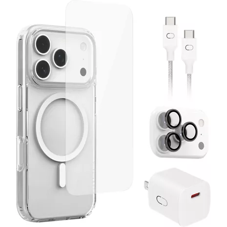 CRAFTED 5-in-1 Bundle Slim Clear Case with MagSafe, Screen Protector, Charging Bundle for iPhone 17 Pro