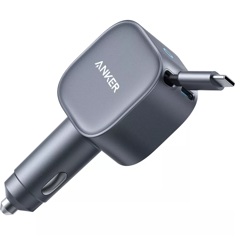Anker Nano 75W Car Charger with Built-in Retractable USB-C Cable - Gray | Verizon