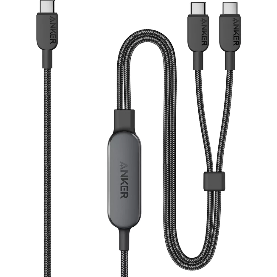 Anker 140W Braided 2-in-1 USB-C Cable, 4ft - Black | Verizon