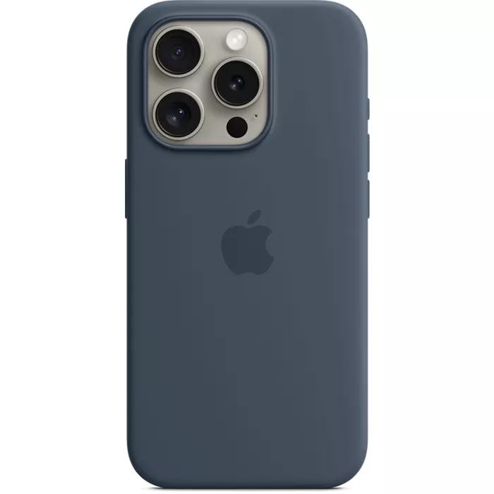 Apple Silicone Case with MagSafe for iPhone 15 Pro - Storm Blue | Verizon