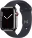 Apple Watch Series 7, con caja de acero inoxidable color grafito de 45 mm y correa deportiva color medianoche