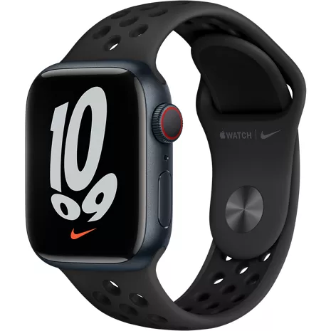 Apple Watch Nike Series 7 GPS + Cellular, 45mm Midnight Aluminum Case - Anthracite/Black Nike Sport Band - Regular Midnight (Aluminum) image 1 of 1 