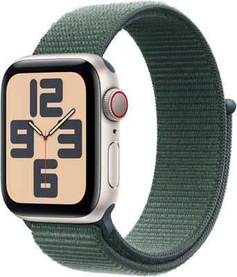 Apple Watch SE (2nd Gen) 40mm in Starlight Aluminum Case With Lake Green Sport Loop | Smartwatch