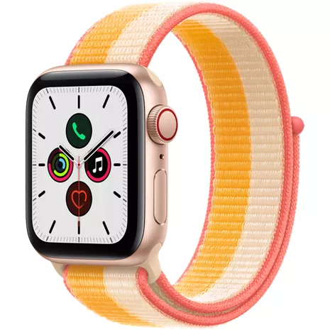 Apple Watch SE Gold Aluminum Case with Maize/White Sport Loop 40MM Gold (Aluminum) image 1 of 1 