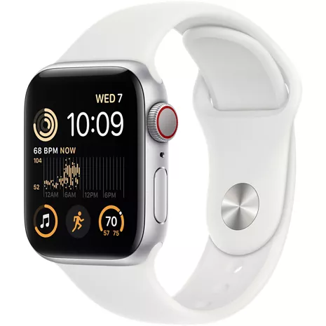 Apple Watch SE (2nd Gen) 40mm Silver Aluminum Case with White Sport Band - ML Silver (Aluminum) image 1 of 1 