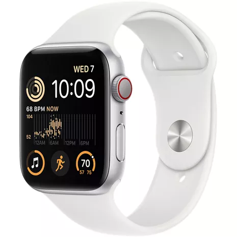 Apple Watch SE (2.ª gen.), con caja de aluminio color plata de 44 mm y correa deportiva en blanco - ML Color plata (aluminio) imagen 1 de 1