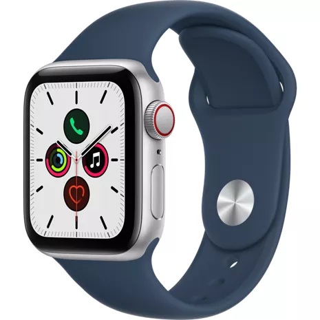 Apple Watch SE, con caja de aluminio color plata de 40 mm y correa deportiva en azul abismo Color plata (aluminio) imagen 1 de 1