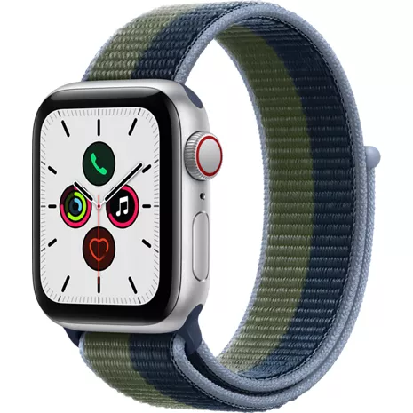 Apple Watch SE Silver Aluminum Case with Abyss Blue/Moss Green Sport Loop 40MM
