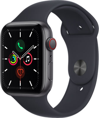 Apple Watch SE Space Gray Aluminum Case Midnight Sport Band 44mm