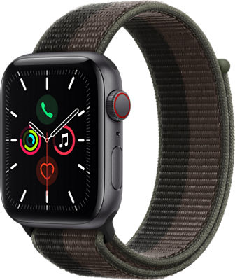 Apple Watch SE Space Gray Aluminum Case Tornado/Gray Sport Loop 44mm |  Verizon