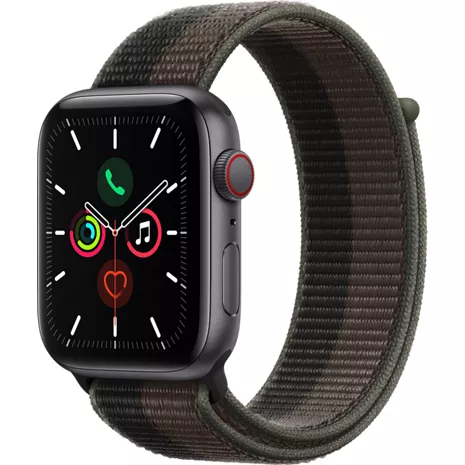 Apple Watch SE, con caja de aluminio gris espacial de 44 mm y correa deportiva gris tornado/gris (aluminio), imagen 1 de 1
