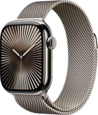 Apple Watch Series 10 42mm in Natural Titanium Case With Natural Milanese Loop | Smartwatch