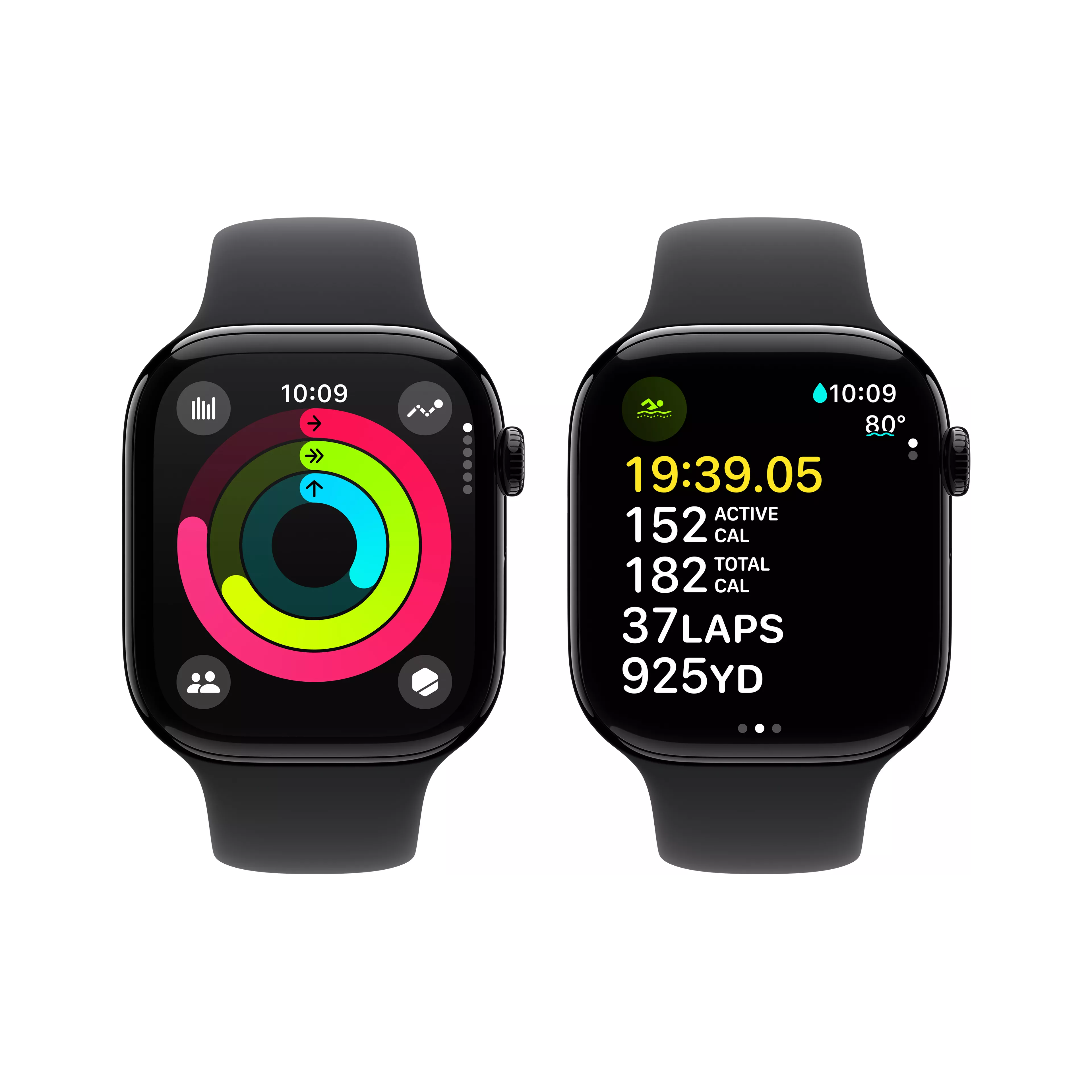 Apple Watch Series 10 46mm in Jet Black Aluminum Case With Black Sport Band - M/L image 3