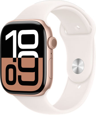 Apple Watch Series 10 46mm in Rose Gold Aluminum Case With Light Blush Sport Band - M/L Smartwatch