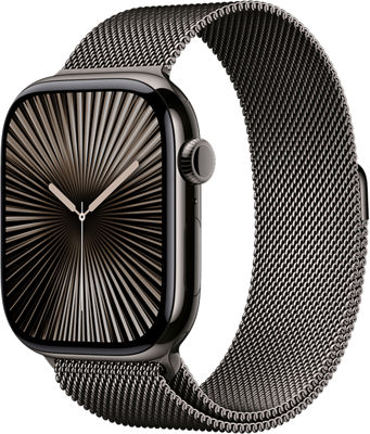 Apple Watch Series 10 46mm in Slate Titanium Case With Slate Milanese Loop - S/M Smartwatch