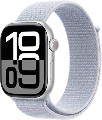 Apple Watch Series 10 46mm in Silver Aluminum Case With Blue Cloud Sport Loop | Smartwatch