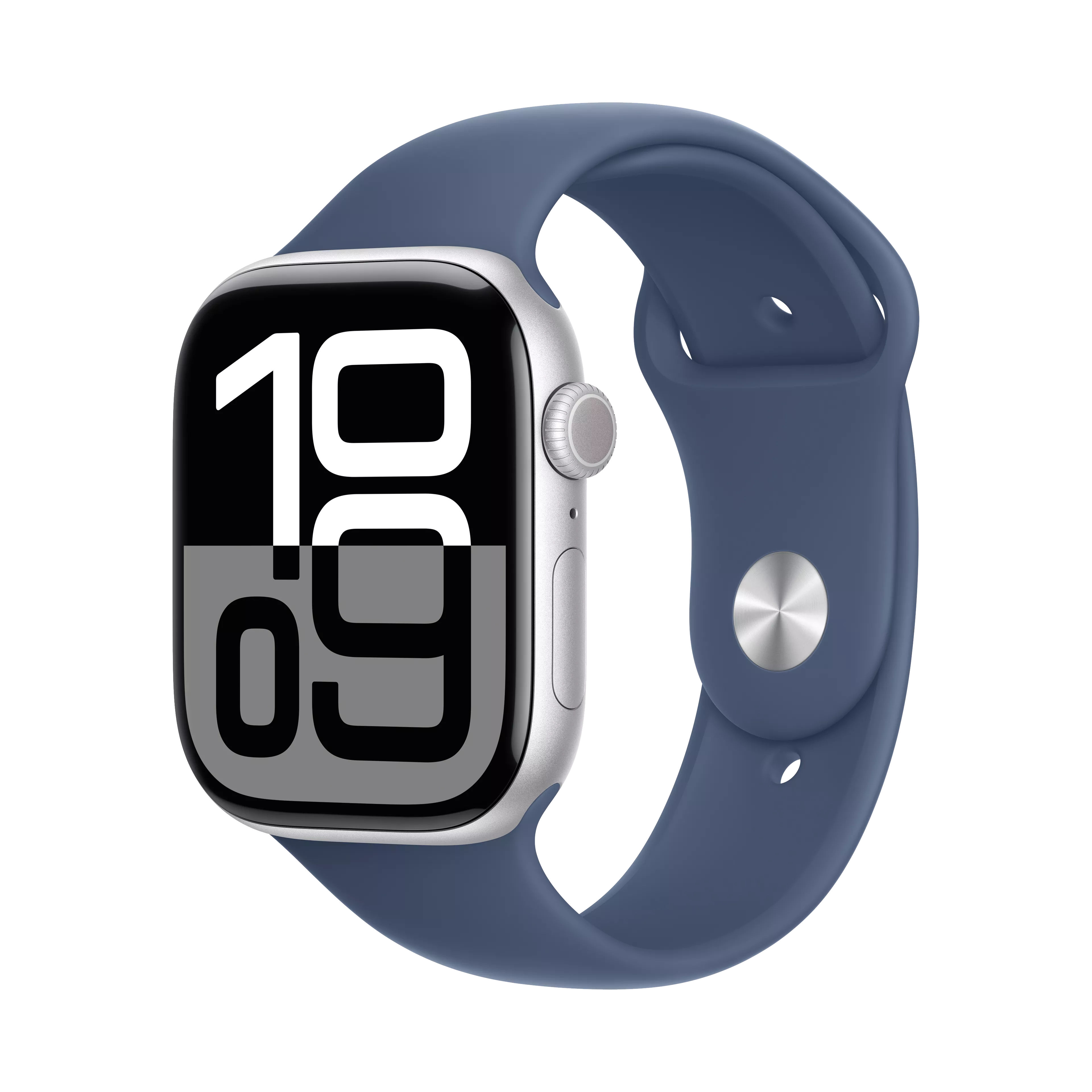 Apple Watch Series 10 46mm in Silver Aluminum Case With Denim Sport Band - S/M image 1