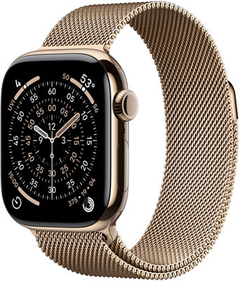 Apple Watch Series 11 42mm in Gold Titanium Case With Gold Milanese Loop | Smartwatch