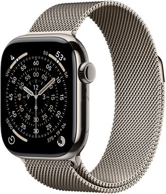 Apple Watch Series 11 42mm in Natural Titanium Case With Natural Milanese Loop | Smartwatch