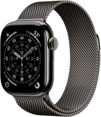 Apple Watch Series 11 42mm in Slate Titanium Case With Slate Milanese Loop Smartwatch