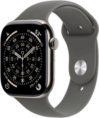Apple Watch Series 11 42mm in Natural Titanium Case With Stone Gray Sport Band - S/M | Smartwatch