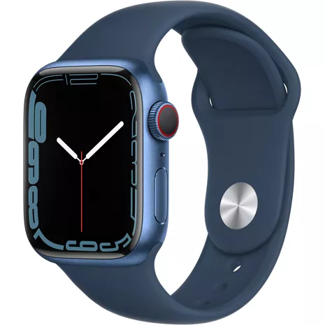 Apple Watch Series 7 GPS + Cellular, caja de aluminio azul de 41 mm y correa deportiva azul abismo - Regular