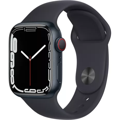 Apple Watch Series 7 GPS + Cellular, 41mm Midnight Aluminum Case - Midnight Sport Band - Regular