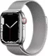 Apple Watch Series 7 GPS + Cellular, 41mm Silver Stainless Steel Case - Silver Milanese Loop