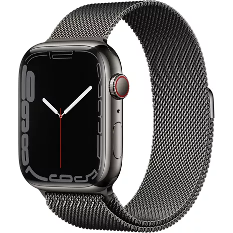 Apple Watch Series 7 GPS + Cellular, con caja de acero inoxidable grafito de 45 mm y correa estilo Milanés grafito Grafito (acero inoxidable), imagen 1 de 1