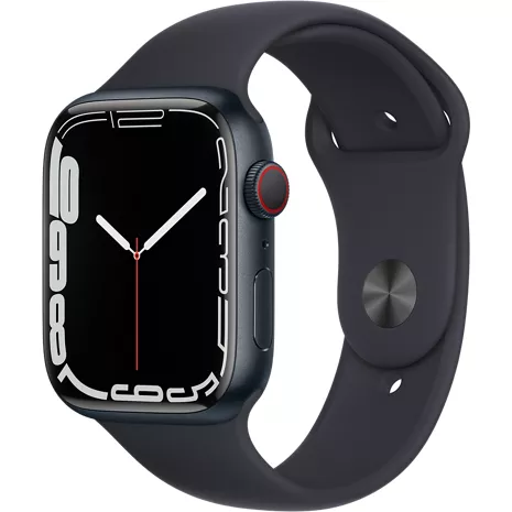 Apple Watch Series 7 GPS + Cellular, 45mm Midnight Aluminum Case - Midnight Sport Band - Regular