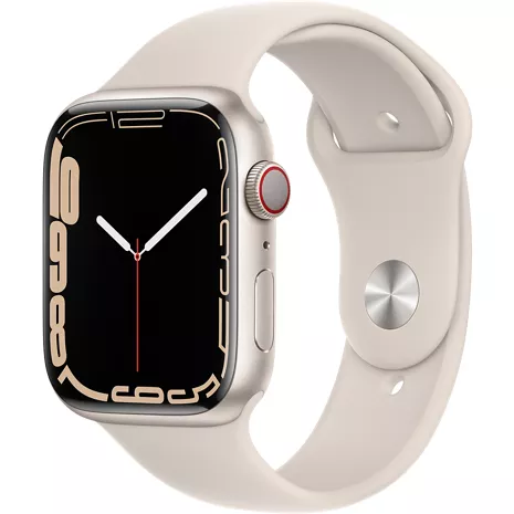 Apple Watch Series 7 GPS + Cellular, con caja de aluminio blanco estelar de 45 mm y correa deportiva blanco estelar - Estándar Blanco estelar (aluminio), imagen 1 de 1