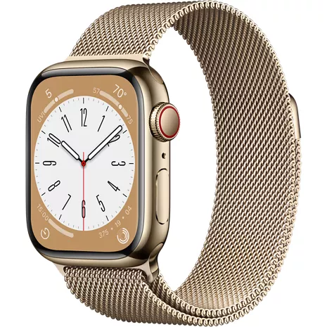 Apple Watch Series 8, con caja de acero inoxidable color oro de 41 mm y correa estilo Milanés color oro Color oro (acero inoxidable) imagen 1 de 1