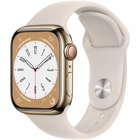 Apple Watch Series 8 41mm Gold Stainless Steel Case with Starlight Sport Band - ML Gold (Stainless Steel) image 1 of 1 