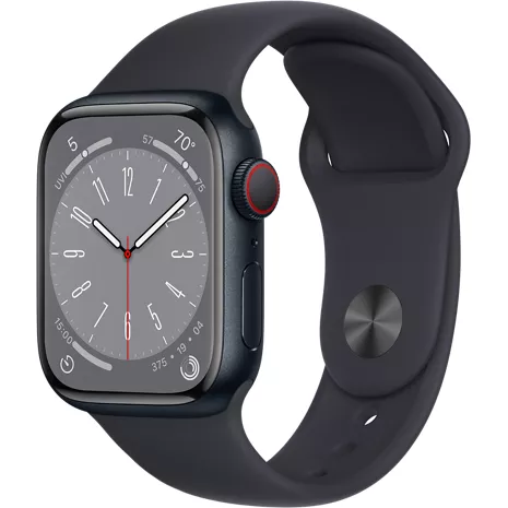 Apple Watch Series 8, con caja de aluminio color medianoche de 41 mm y correa deportiva color medianoche - S/M Color medianoche (aluminio), imagen 1 de 1