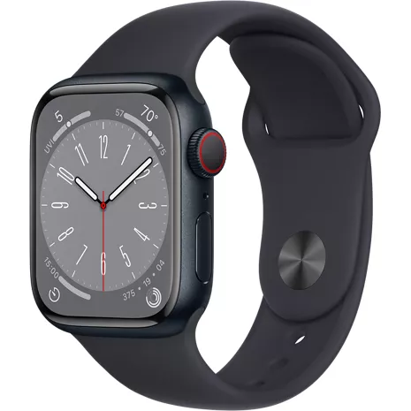 Apple Watch Series 8, con caja de aluminio color medianoche de 41 mm y correa deportiva color medianoche - ML