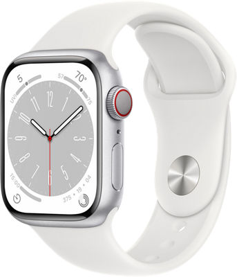 Watch Series 8 41mm Silver Aluminum Case with White Sport Band