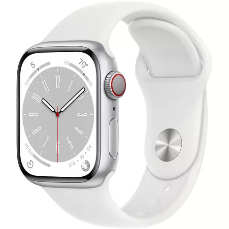 Apple Watch Series 8 41mm Silver Aluminum Case with White Sport Band - SM