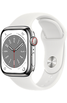 Apple Watch Series 8 41mm Silver Stainless Steel Case with White 