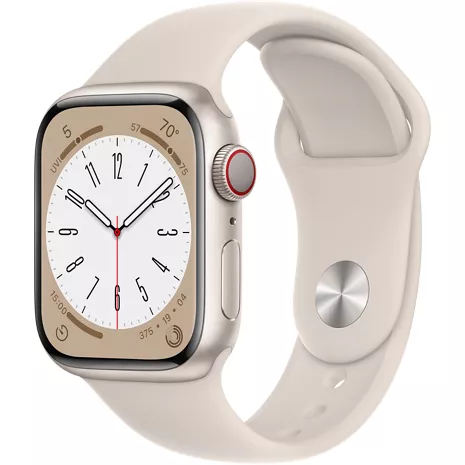Apple Watch Series 8, con caja de aluminio blanco estelar de 41 mm y correa deportiva blanco estelar - ML Blanco estelar (aluminio), imagen 1 de 1