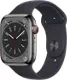 Apple Watch Series 8, con caja de acero inoxidable color grafito de 45 mm y correa deportiva color medianoche - SM