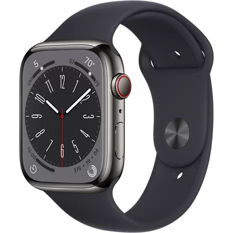 Apple Watch Series 8, con caja de acero inoxidable color grafito de 45 mm y correa deportiva color medianoche - SM Grafito (acero inoxidable) imagen 1 de 1
