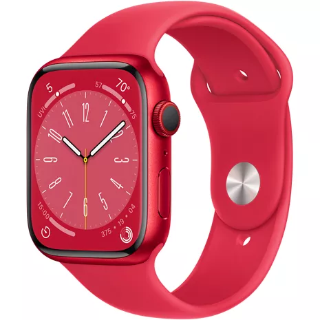 Apple Watch Series 8, con caja de aluminio (PRODUCT)RED de 45 mm y correa deportiva (PRODUCT)RED - SM (PRODUCT)RED (aluminio), imagen 1 de 1
